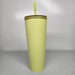 Starbucks Winter 2023 - Meadow Yellow Soft Touch Grid Tumbler (Cold Cup) - 24 oz